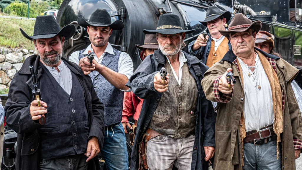 Team of actors from the “Western Train” of the Ardèche Train