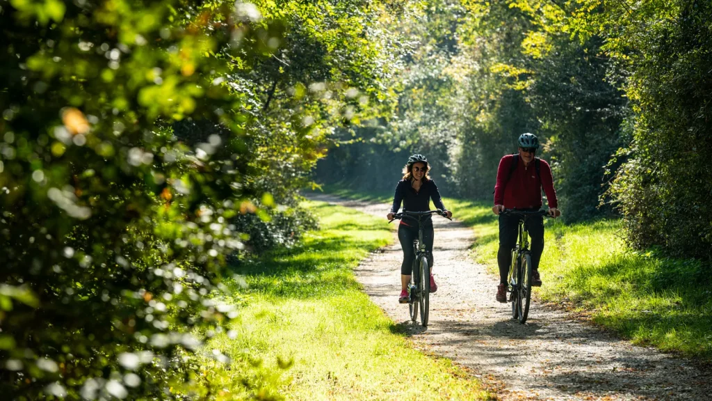 Couple à vélo sur la "voie bleue"