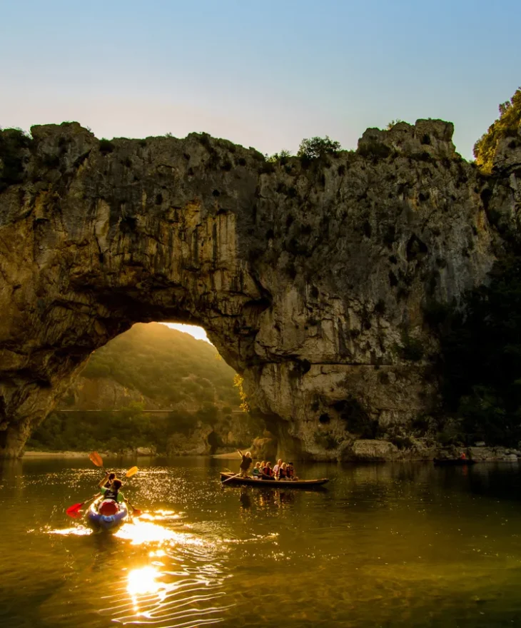 Canoe under the Pont d'Arc