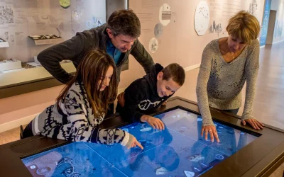 Famille à la Cité de la préhistoire du Grand Site de l'Aven d'Orgnac